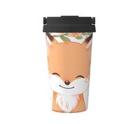 Mexpekil Taza de café aislada de viaje con tapa a prueba de fugas, bonita corona de zorro, tazas térmicas para bebidas calientes, 500 ml