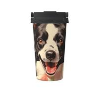 Mexpekil Taza de café aislada de viaje con tapa a prueba de fugas Border Collie tazas térmicas para bebidas calientes 500 ml
