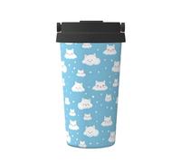Mexpekil Taza de café aislada de viaje con tapa a prueba de fugas de dibujos animados de gato nube taza térmica para bebidas calientes 500 ml