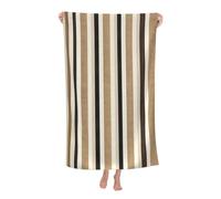 Mexpekil Toalla de baño de microfibra de 130 x 80 cm, toalla de playa clásica a rayas marrones, toalla de natación ligera para adultos