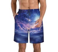 Mexpekil Traje de baño de secado rápido para hombre, diseño de París Eiffel, pintura al óleo, Francia, cintura elástica con cordón y bolsillos laterales, pantalones cortos de playa para playa, surf