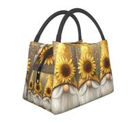 Mexpekil Tres gnomos con girasol, bolsas de almuerzo aisladas para mujeres, lonchera térmica para adultos, bolsa térmica de gran capacidad, bolsa de almuerzo portátil para el trabajo