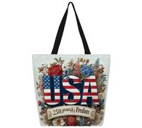 Mexpekil Usa Year Of Freedom - Bolsa de lona reutilizable para mujeres y niñas, bolsas de compras grandes para mujer, bolsa de hombro multiusos