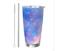 Mexpekil Vaso aislado de 590 ml con popote y tapa, taza de café helado de acero inoxidable, taza de viaje a prueba de fugas, botella de agua térmica, regalo para mujeres y hombres