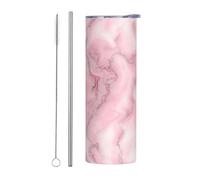 Mexpekil Vaso aislado de 590 ml con popote y tapa, taza de café helado de acero inoxidable, taza de viaje a prueba de fugas, botella de agua térmica, regalo para mujeres y hombres