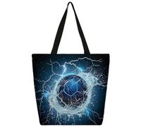 Mexpekil Water Lightning - Bolsa de lona de fútbol para mujeres y niñas, reutilizable, bolsa de compras grande para mujer, bolsa de hombro multiusos