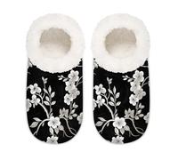 Mexpekil White Japan Cherry Blossom - Pantuflas antideslizantes para mujer, diseño de flores de cerezo, White Japan Cherry Blossom Floral, Large