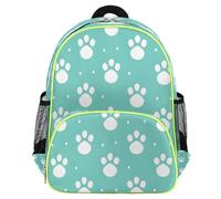 Mexpekil White Paw Prints - Mochila escolar para niñas y niños, ligera, impermeable, mochila de viaje para preescolar con correa para el pecho, soportes para botellas de agua
