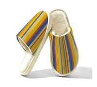 Mexpekil Zapatillas de casa de espuma viscoelástica a rayas amarillas y azules para mujer, multicolor, 38.5/39.5 EU