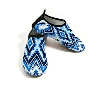 Mexpekil Zapatos acuáticos con estampado azteca geométrico azul para mujeres y hombres, de secado rápido, antideslizantes, zapatos acuáticos, Estampado Azteca Geométrico Azul, 40/40.5 EU