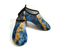 Mexpekil Zapatos acuáticos líquidos dorados de mármol azul para mujeres y hombres, de secado rápido, antideslizantes, zapatos acuáticos, Blue Marble Golden Liquid, 42.5/43 EU