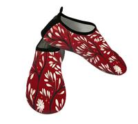 Mexpekil Zapatos de agua de playa para mujeres y hombres, antideslizantes, de secado rápido, transpirables, para piscina, surf, Rama de hojas rojas, 41/42 EU