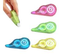 MEXRUMI 4 Pieza Corrector Cinta De Cinta Cinta Correctora Cinta Correctora Roller Cintas Corrector Paquete Corrector Roller 5Mm X 12M Para Estudiante Niño Adulto Oficinista (4 Colores)