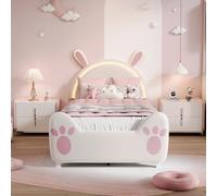 Mexus - Cama infantil de 90 x 200 cm, cama princesa, LED acolchada para niños, cabecero de cama de conejo, aplicable a crear espacio independiente, lúdico y estimulante para tu hijo hecho cama (90 x