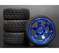 MEXWLOP 4 Piezas 1/10 RC Neumáticos de Turismo Goma Blanda Llanta Rueda Neumáticos de Control Remoto de Alto Agarre(708-8002)