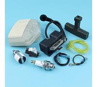 MEXWLOP Bobina de encendido, filtro de aire y combustible, interruptor de apagado, kit de bujías, for Husqvarna, 362, 365, 371, 372, empuñadura de motosierra, línea de combustible Kit de interruptor d