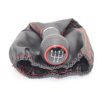 MEXWLOP For VW, for POLO, CLASSIC 6N 6N2 1996 1997 1998 1999 2000 2001 LUPO, for Caddy, perilla de caja de cambios de 5 velocidades for coche, bota de cuero pomo de la palanca de cambios del coche(Rot