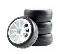 MEXWLOP Juego de Ruedas con neumáticos Carreras Slick Racing for HSP, HPI, 1/10 1:10 Touring Car RC 910-6018 Neumáticos de Control Remoto de Alto Agarre(White Wheel)