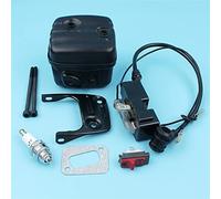 MEXWLOP Kit de juntas de bujía de bobina de encendido, pernos de escape y silenciador for motosierra Husqvarna 340 345 346XP 350 351 353, interruptor de parada de bujía Kit de interruptor de motosierr