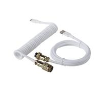 MEXWLOP LANO-Teclado mecánico en Espiral Paracord Personalizado, Cable de Resorte de Datos Tipo C, Bobina de Aviador GX16, Cable en Espiral USB C for Juegos Cable para portón Trasero(White Gold)