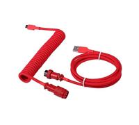 MEXWLOP LANO-Teclado mecánico en Espiral Paracord Personalizado, Cable de Resorte de Datos Tipo C, Bobina de Aviador GX16, Cable en Espiral USB C for Juegos Cable para portón Trasero(Big Red)