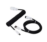 MEXWLOP LANO-Teclado mecánico en Espiral Paracord Personalizado, Cable de Resorte de Datos Tipo C, Bobina de Aviador GX16, Cable en Espiral USB C for Juegos Cable para portón Trasero(Black White)