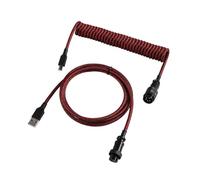 MEXWLOP LANO-Teclado mecánico en Espiral Paracord Personalizado, Cable de Resorte de Datos Tipo C, Bobina de Aviador GX16, Cable en Espiral USB C for Juegos Cable para portón Trasero(Red Black)