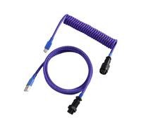 MEXWLOP LANO-Teclado mecánico en Espiral Paracord Personalizado, Cable de Resorte de Datos Tipo C, Bobina de Aviador GX16, Cable en Espiral USB C for Juegos Cable para portón Trasero(Purple Blue)