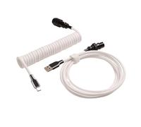 MEXWLOP LANO-Teclado mecánico en Espiral Paracord Personalizado, Cable de Resorte de Datos Tipo C, Bobina de Aviador GX16, Cable en Espiral USB C for Juegos Cable para portón Trasero(White Black)
