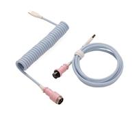 MEXWLOP LANO-Teclado mecánico en Espiral Paracord Personalizado, Cable de Resorte de Datos Tipo C, Bobina de Aviador GX16, Cable en Espiral USB C for Juegos Cable para portón Trasero(Blue White Pink)