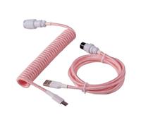 MEXWLOP LANO-Teclado mecánico en Espiral Paracord Personalizado, Cable de Resorte de Datos Tipo C, Bobina de Aviador GX16, Cable en Espiral USB C for Juegos Cable para portón Trasero(Pink White)
