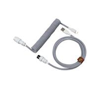 MEXWLOP LANO-Teclado mecánico en espiral Paracord personalizado, Cable de resorte de datos tipo C, bobina de aviador GX16, Cable en espiral Usb C for juegos Cable para portón trasero(Sliver Gray Black