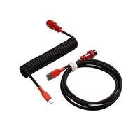 MEXWLOP LANO-Teclado mecánico en Espiral Paracord Personalizado, Cable de Resorte de Datos Tipo C, Bobina de Aviador GX16, Cable en Espiral USB C for Juegos Cable para portón Trasero(Black Red)