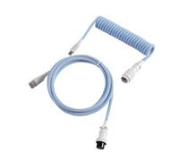 MEXWLOP LANO-Teclado mecánico en Espiral Paracord Personalizado, Cable de Resorte de Datos Tipo C, Bobina de Aviador GX16, Cable en Espiral USB C for Juegos Cable para portón Trasero(Blue White)