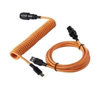 MEXWLOP LANO-Teclado mecánico en Espiral Paracord Personalizado, Cable de Resorte de Datos Tipo C, Bobina de Aviador GX16, Cable en Espiral USB C for Juegos Cable para portón Trasero(Yellow Black)