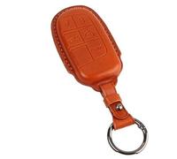 MEXWLOP Llavero de Coche de 5 Botones, for Jeep, Cherokee Grand Cherokee Renegade Compass 2019, Funda de Cuero for Control Remoto, Anillo de Cadena Funda para Llave de Coche