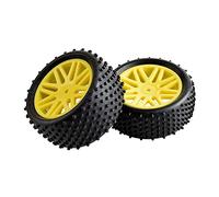 MEXWLOP Neumáticos de Goma ABS for HSP, 1:10 Buggy RC 66020-66040 2 Delanteros Traseros Neumáticos de Control Remoto de Alto Agarre(Yellow)