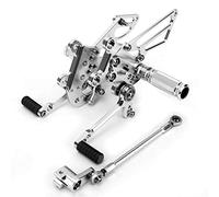 MEXWLOP Reposapiés traseros con reposapiés for Aprilia RSV4 1000 R/Factory 2009 2010 2011 12 posiciones ajustables CNC Reposapiés para motocicleta(SILVER)