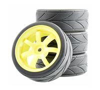 MEXWLOP Rueda de Esponja con inserción neumáticos Agarre, for HSP Racing, 1/10 1:10 On-Road Car RC 9005-6081 Neumáticos de Control Remoto de Alto Agarre(Yellow Wheel)