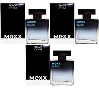 Mexx Black para Él 3 X 50ml Eau de Toilette EDT Spray Man Vegan Con Pulverizador