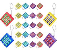 MEYAGOT 24 llaveros Tic Tac Toe para niños, Tic Tac Toe, llavero de plástico, mini llavero, regalo de cumpleaños infantil para mini mochila de 8 a 12 años, verde, M