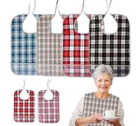 MEYAGOT Babero Adulto Impermeable, 4 Piezas Baberos Adultos Reutilizables, Baberos Personas Mayores, Hombres Mujeres Ancianos y Discapacitados