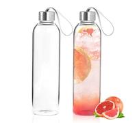 MEYAGOT Botella De Agua Cristal,2 Piezas 1000 ml Botella Agua Cristal,Botella Agua Vidrio,Botella De Agua De Vidrio De Borosilicato Para La Escuela,Yoga,Gimnasio,Deporte