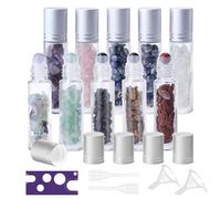 MEYAGOT Botellas de Aceite Esencial de Piedra Preciosa, 10pcs 10ml Botella de Aceite Esencial con Bolas de Rodillo de Piedra Cristalina, Botella de Rodillo de Aceite para Masajes Perfumes