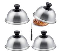 MEYAGOT Campanas para Hamburguesas, 4 Piezas Tapas para Hamburguesas de Acero Inoxidable, Tapa para Hamburguesas con 1 Mini Destornillador, Campana para Hamburguesas para Barbacoa, Teppanyaki