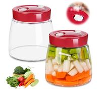 MEYAGOT Fermentador,2PZS 1 Litros Frascos De Fermentación,Frasco De Fermentación De Vidrio,Fermentacion Frascos De Vidrio Con Tapa Para Fermentación,Kimchi,Chucrut