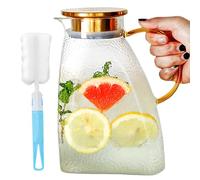 Meyagot Jarra De Agua 1,8 L Jarra De Vidrio De Borosilicato Jarra De Cristal Con Tapa Jarras Agua Cristal Jarra Agua Cristal Botella Cristal Jarra Cristal Para Té De Frutas, Zumo, Leche, Café, Vino