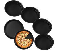 MEYAGOT Molde Para Pizza,Juego de 6 23 cm Redondo Bandeja Para Pizza,Bandeja Para Pizza Redonda,Bandejas Pizzas Redondas Para Pizza,Tarta Flambeada,Microondas Y Horneado