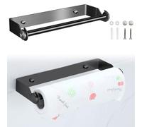 Meyagot Portarrollos de cocina, soporte para papel de cocina, montaje en pared, portarrollos de papel de pared, acero inoxidable, para cocina, armario, baño (negro, 27 cm)