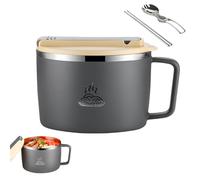MEYAGOT Tazón De Ramen De Acero Inoxidable,1300ml Cuenco De ramen Instantáneo Con Tapa,Cuenco Instantáneo Para Fideos Con Palillos Y Cuchara,Cuenco De Ramen Con Tapa Para Sopa Fideos